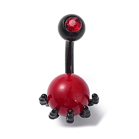 Anneau de ventre suspendu en pvc rouge, griffe ronde en perles, avec strass, bijoux de perçage en alliage avec des épingles en acier inoxydable pour femmes