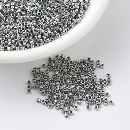 MIYUKI Delica Beads, Cylinder, Japanese Seed Beads, 11/0, Palladium Plated AB