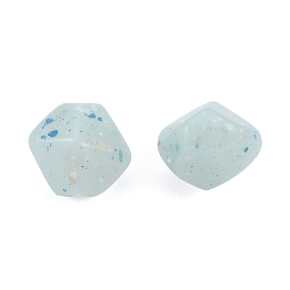 Marbled Stone Style Opaque Acrylic Beads, Nuggets