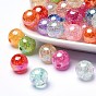 Transparent Crackle Acrylic Beads, AB Color, Round