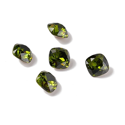 Cubic Zirconia Cabochons, Pointed Back & Back Plated, Square