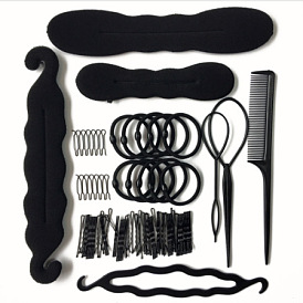 Ensemble de chignons en 1 pièce avec épingles à cheveux et outils de coiffure pour coiffures chignons à boutons floraux - kit d'accessoires pour cheveux professionnels