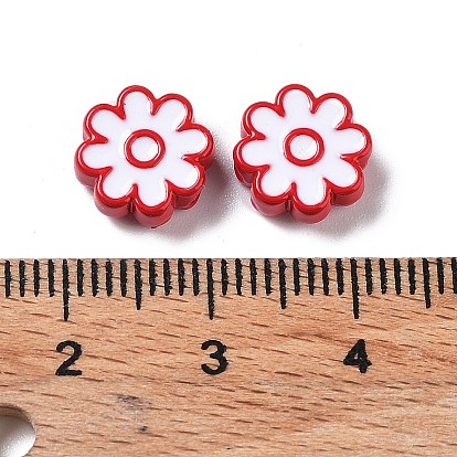 Spray Painted Alloy Beads, with Enamel, Flower