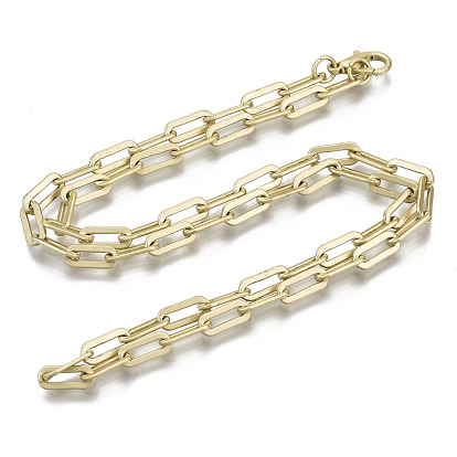 Cadenas de clip de latón, Elaboración de collar de cadenas de cable alargadas dibujadas, con cierre de langosta