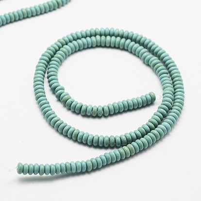 Chapelets de perles turquoises synthétiques, teint, rondelle