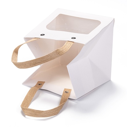 210g Rectangle Kraft Paper Bags, with Nylon Handles and Transparent Windows, for Gift Bags and Shopping Bags