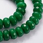 Perlas de jade blanco de piedras preciosas naturales, color mezclado, teñido, rondelle facetas, 8x5 mm, agujero: 1.2 mm, sobre 77 unidades / cadena, 15.5 pulgada