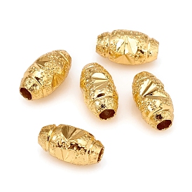 Brass Spacer Beads, Long-Lasting Plated, Textured, Oval