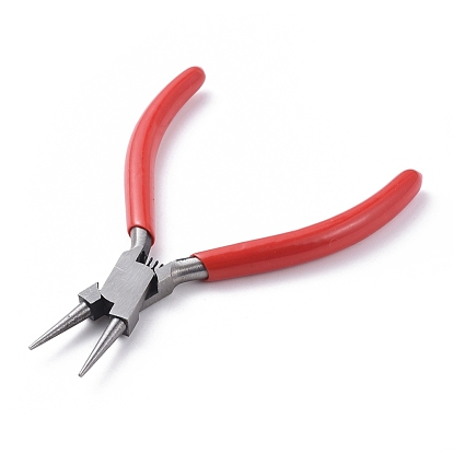 Carbon Steel Jewelry Pliers, Round Nose Pliers, Polishing, Red, 135x85x10mm