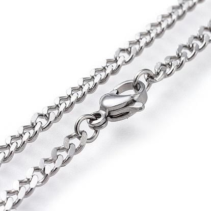 201 Stainless Steel Curb Chain Necklace, with Lobster Claw Clasps