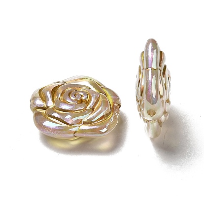 Placage uv perles acryliques irisées arc-en-ciel, avec métal enlacé, rose