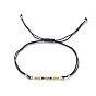 Adjustable Braided Bead Bracelets, with MIYUKI Delica Beads, Japanese Seed Beads, Brass Round Beads and Nylon Threads