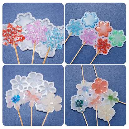 2Pcs 2 Style Food Grade DIY Silicone Molds, Fondant Molds, Baking Molds, Chocolate, Candy, Biscuits, UV Resin & Epoxy Resin Jewelry Making, Snowflake