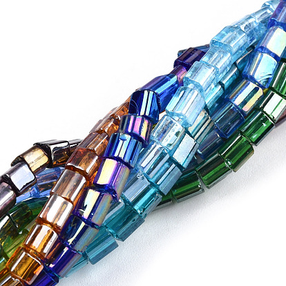 Brins de perles de verre de galvanoplastie transparentes, de couleur plaquée ab , rectangle