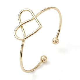 Heart Brass Cuff Bangles, Long-Lasting Plated, Lead Free & Cadmium Free