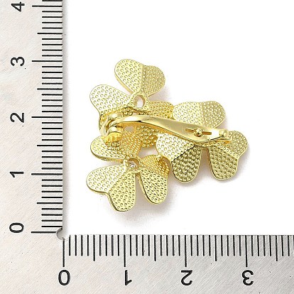 Rack Plating Brass Micro Pave Clear Cubic Zirconia Twister Clasps, Cadmium Free & Lead Free, Long-Lasting Plated, Flower