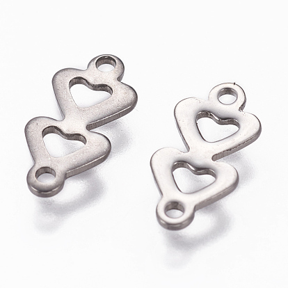 201 Stainless Steel Links/Connectors, Heart to Heart