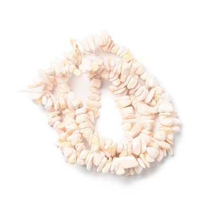 Natural Pink Shell Beads Strands, Nuggets Chips