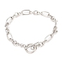 Unisex Vacuum Plating 304 Stainless Steel Figaro Chain Bracelets, with Toggle Clasps