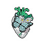 Бабочка с хирургической эмалевой булавкой в форме сердца, Значок из сплава с электрофорезом с черным покрытием для корсажей, шарф, одежда