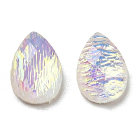 Transparent Epoxy Resin Cabochons, Faceted, Teardrop