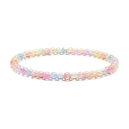 Bracelet extensible perles rondes en verre craquelé étincelant, bracelet délicat pour femme adolescente
