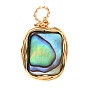 Natural Abalone Shell/Paua Shell Pendants, with Eco-Friendly Copper Wire Wrapped, Rectangle, Mixed Color