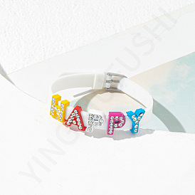 Bracelet en silicone lettre heureuse - bracelet à la mode pour les meilleurs amis