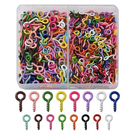 500Pcs 2 Styles Spray Painted Iron Screw Eye Pin Peg Bails, For Half Drilled Beads