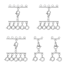 Unicraftale 5Pcs 2 Styles Multi-Stand 304 Stainless Steel Chandelier Component Link Clasps, with Lobster Claw Clasps and Spring Ring Clasps, Multiple Necklace Seperator Connectors