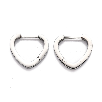 304 Stainless Steel Heart Huggie Hoop Earrings, Heart
