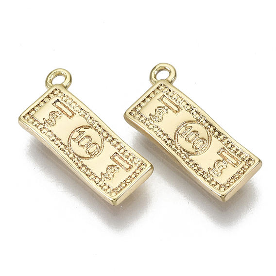 Brass Charms, Nickel Free, 100 Dollar Banknotes