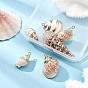 6Pcs 6 Styles Electroplated Natural Spiral Shell Pendants, Shell Charms with Golden Plated Iron Loops