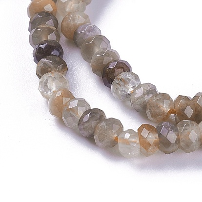 Natural Black Sunstone Beads Strands, Faceted, Rondelle