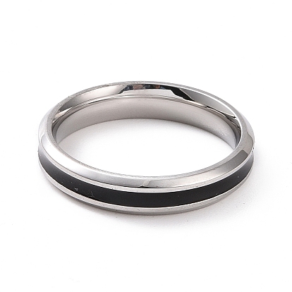 Кольцо на палец с рифленой линией из черной эмали, 201 женские украшения из нержавеющей стали