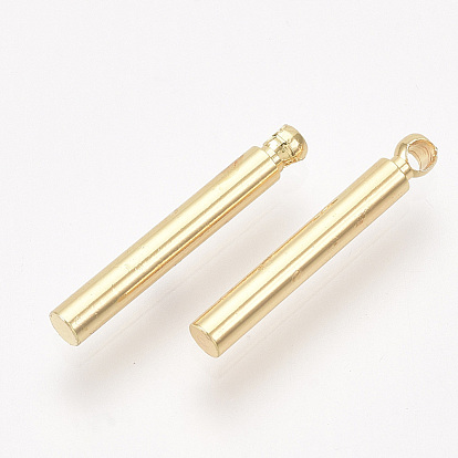 Brass Bar Pendants, Column, Real 18K Gold Plated