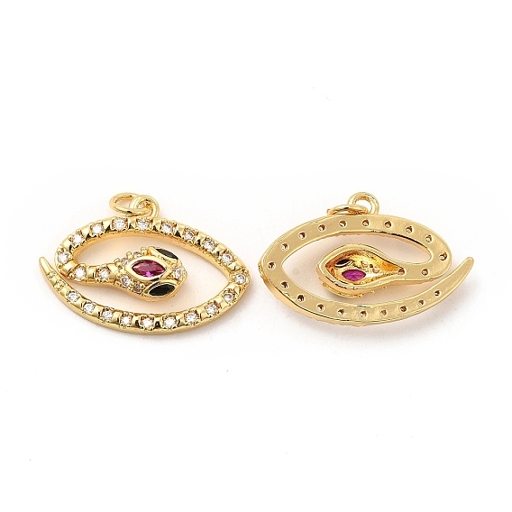 Micro cuivres ouvrent pendentifs zircone cubique, avec anneau de saut, charme de serpent et d'oeil, or