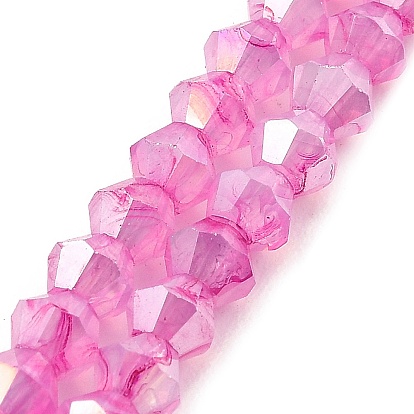 Imitation Jade Glass Beads Strands, AB Color Plated, Faceted, Bicone