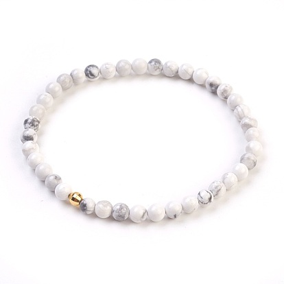 Ensembles de bracelets extensibles avec pierres précieuses naturelles / synthétiques, avec 925 perles d'espacement en argent sterling, ronde