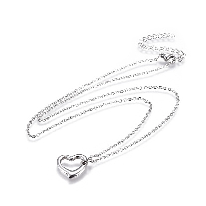 304 Stainless Steel Jewelry Sets, Bracelets, Necklaces and Earrings, Heart