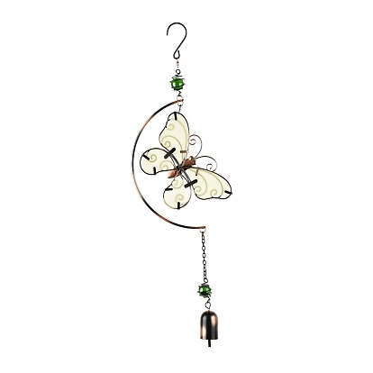 Campanas de viento de hierro luminoso, pequeñas campanas de viento colgantes de vidrio hechos a mano, mariposa