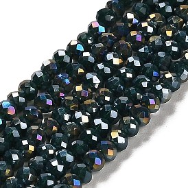 Perles en verre electroplate, couleur ab , facette, rondelle