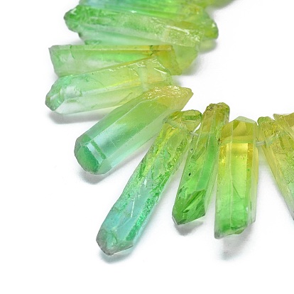 Natural Dyed Quartz Pointed Beads Strands, Two Tone Color, Bullet, Top Drilled Beads