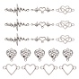 100Pcs 5 Style Tibetan Style Zinc Alloy Links Connectors, Valentine's Day, Heart & Heartbeat