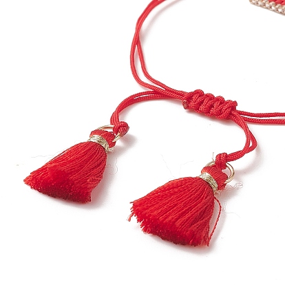 Bracelets de perles tressées rectangle de graines japonaises faites à la main, bracelet à breloques pompon pour femme