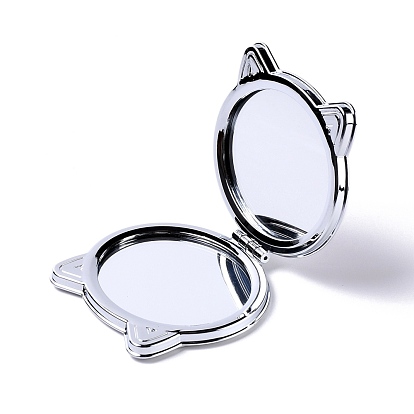 Diy кошка особая форма алмазная живопись мини комплекты зеркал для макияжа, складные зеркала заднего вида с двух сторон, со стразами, ручка, пластиковый лоток и буровой раствор