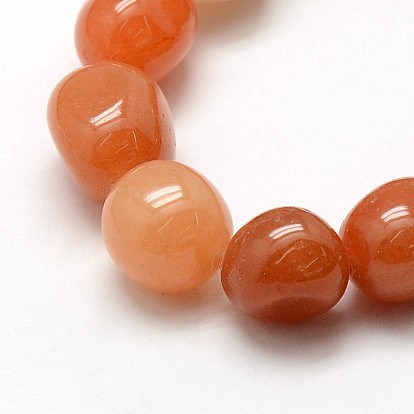Natural Red Aventurine Nuggets Beads Strands, Tumbled Stone, 9~14x9~14mm, Hole: 1mm, about 38pcs/strand, 15.5 inch