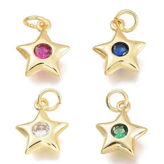 Micro cuivres ouvrent charmes de zircons, avec anneau de saut, étoiles, or