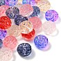 35Pcs Transparent Spray Painted Glass Beads, Flat Round