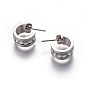 304 Stainless Steel Stud Earrings, Half Hoop Earrings, with Rhinestone and Ear Nuts